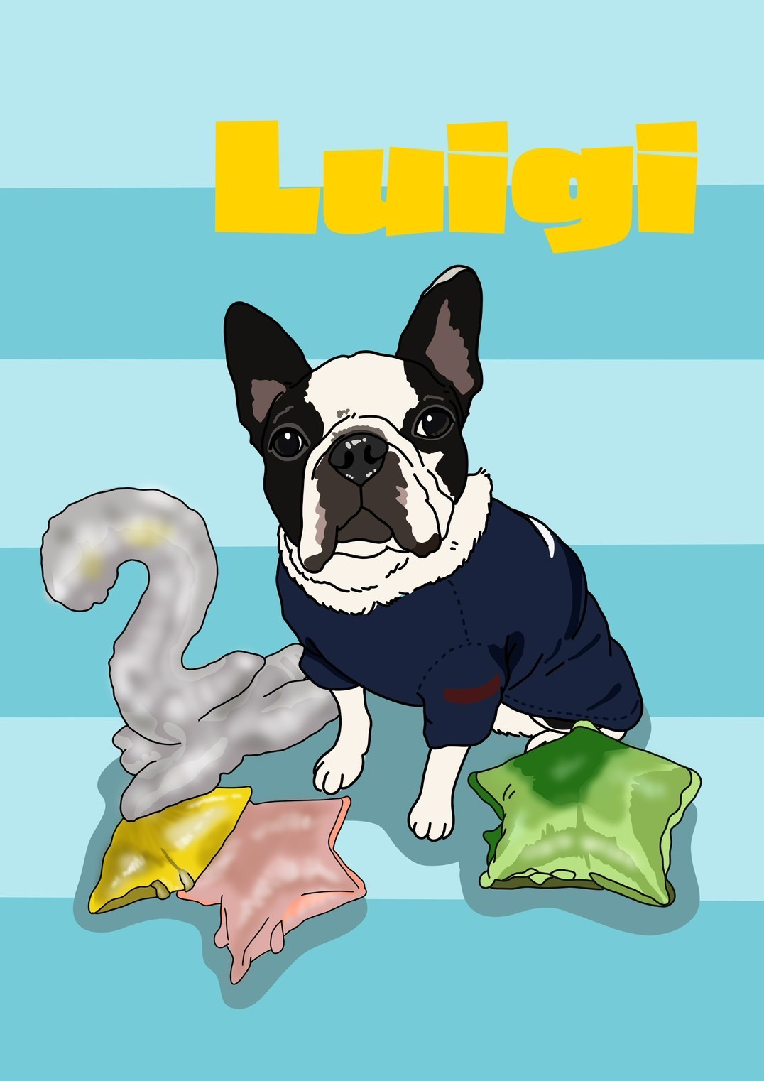 愛犬Luigiの記念日を描いた似顔絵